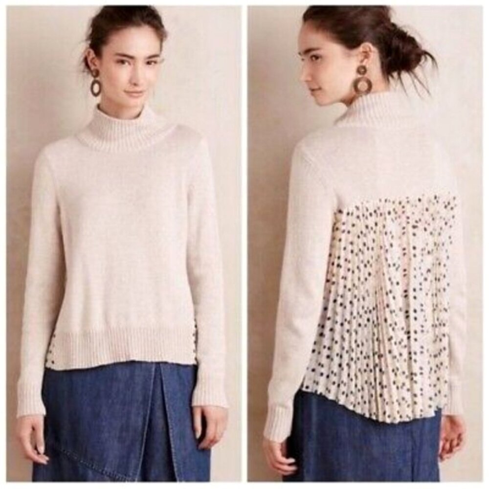 Anthropologie Cream Sweater with Patterned Back